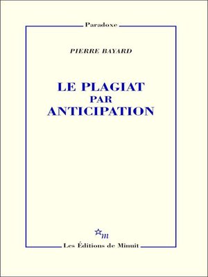 cover image of Le Plagiat par anticipation